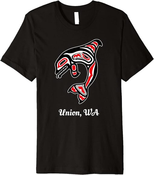 Native American Union WA Red Orca Killer Whale Premium T-Shirt