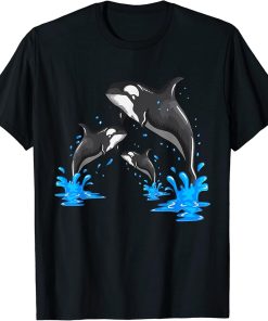 Killer Whale Orca Whale Family Jumps Out Of The Water T-Shirt