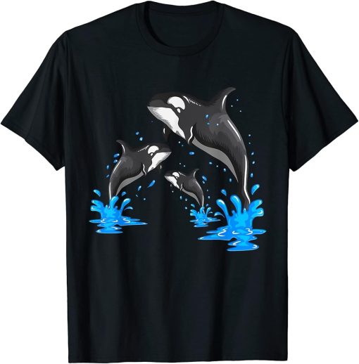 Killer Whale Orca Whale Family Jumps Out Of The Water T-Shirt