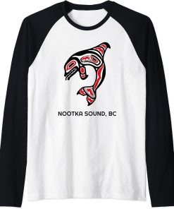 Nootka Sound, BC Native American Orca Killer Whales Gift Raglan Baseball Tee