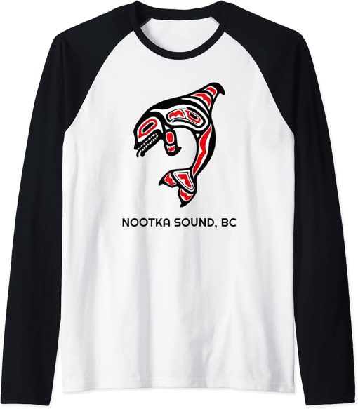 Nootka Sound, BC Native American Orca Killer Whales Gift Raglan Baseball Tee