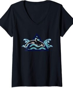 Womens Save The Orca Whales Gift Killer Whale V-Neck T-Shirt