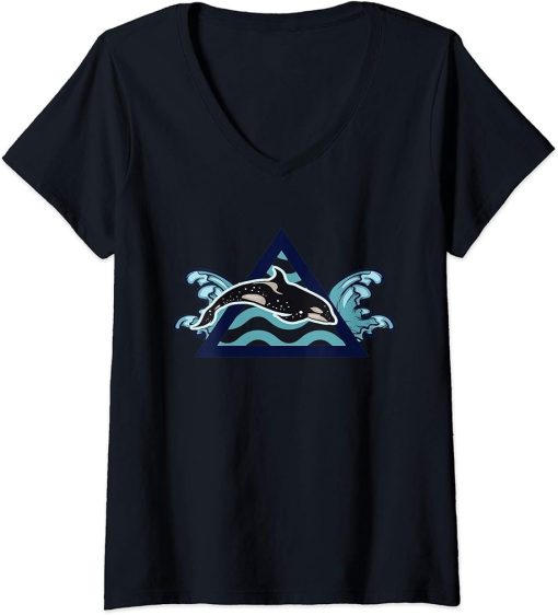 Womens Save The Orca Whales Gift Killer Whale V-Neck T-Shirt