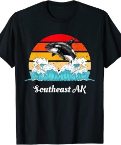 Vintage Southeast AK Distressed Orca Killer Whale Art T-Shirt