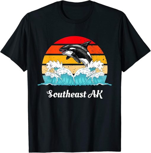 Vintage Southeast AK Distressed Orca Killer Whale Art T-Shirt