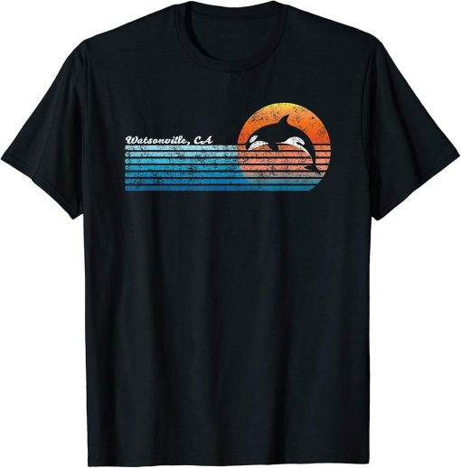 Vintage Watsonville, CA Retro 80s Orca Sunset T-Shirt