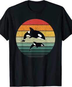 Orca Family Vintage Retro Art, Killer Whale Family T-Shirt