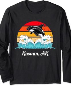 Vintage Kasaan AK Distressed Orca Killer Whale Art Long Sleeve T-Shirt