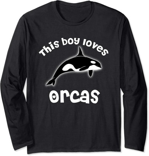 This Boy Loves Orcas Lover T-Shirt Funny Killer Whale Long Sleeve T-Shirt