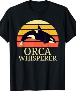 Vintage Orca Whisperer Retro Sunset Funny Orca Killer Whale T-Shirt