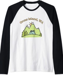 Orcas Island WA Mountains Hiking Climbing Camping & Outdoors Raglan Baseball Tee